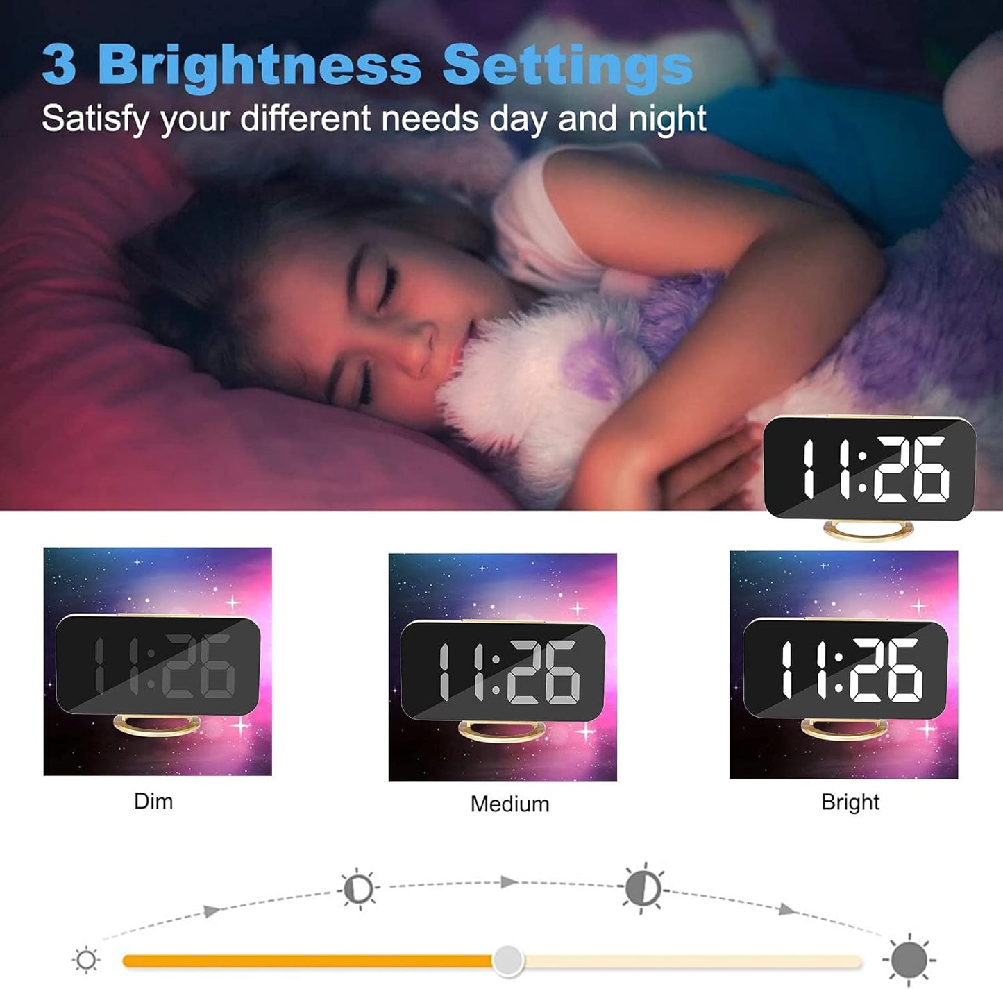 SZELAM Digital Alarm Clock,Led and Mirror Desk Clock Large Display