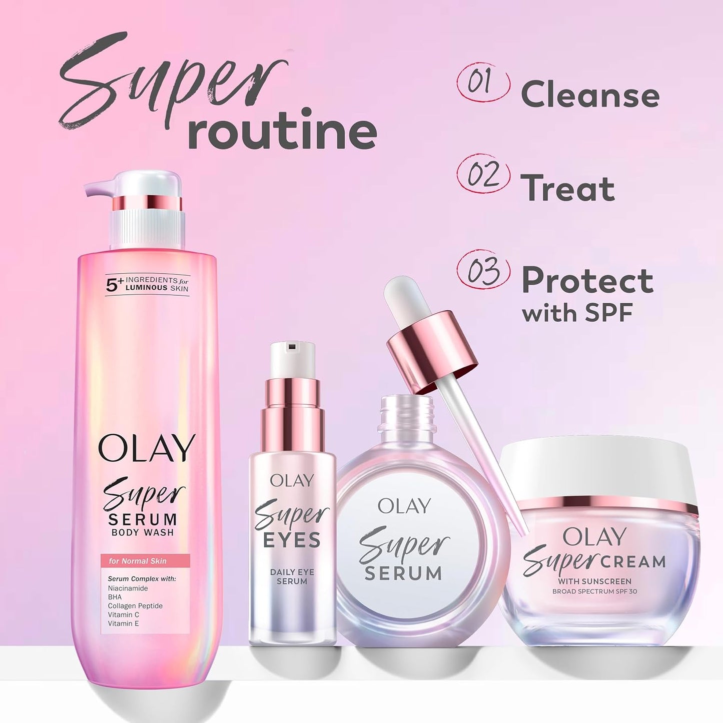 Olay Super Cream with Sunscreen SPF 30, Lightweight Face Moisturizer with Sun Protection, 5-In-1 Skin Care Benefits - Hydrating, Brightening, Firming - Niacinamide, Vitamin C, Collagen Peptide, 1.7 Oz