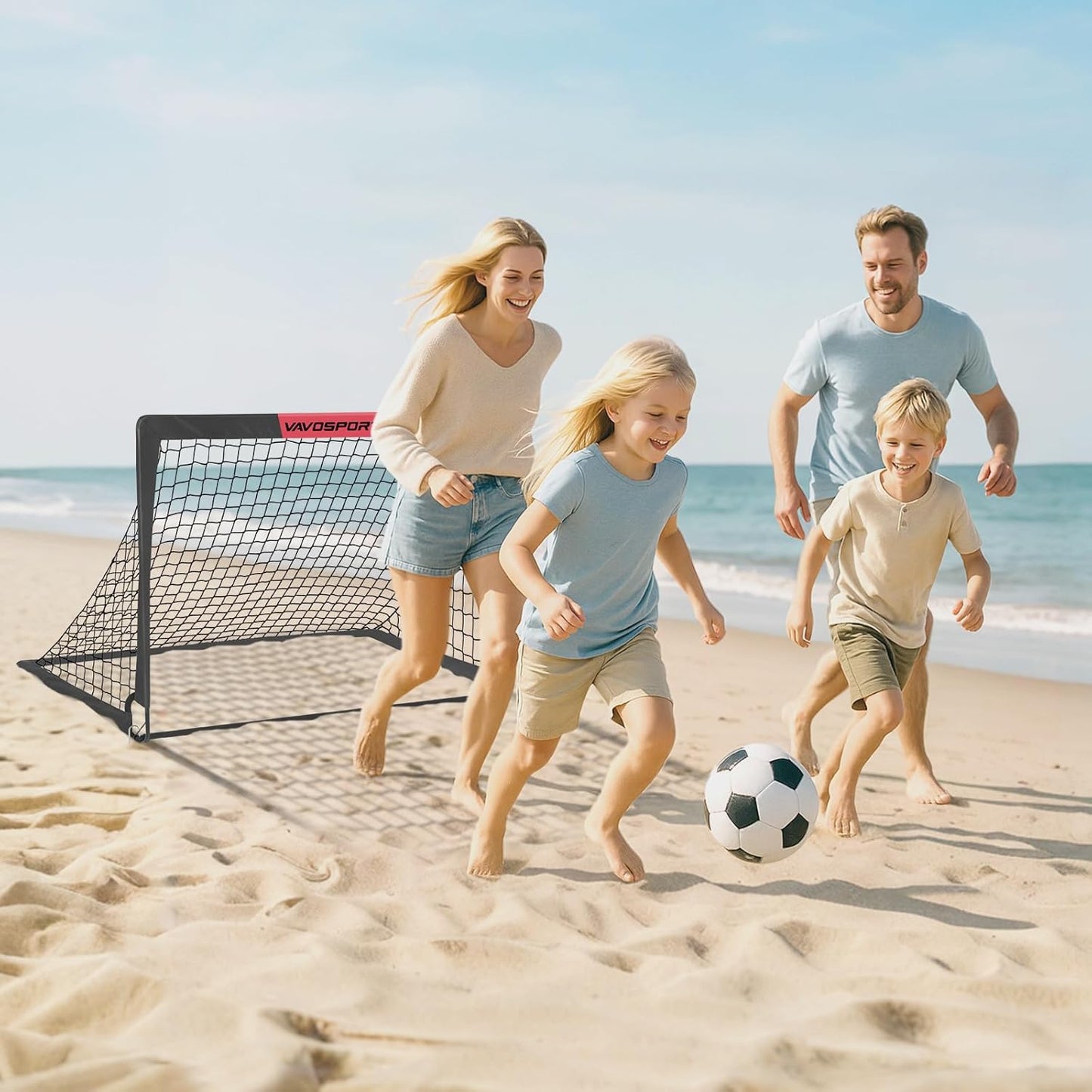 Kids Soccer Goals for Backyard Set - 2 of 4' X 3' Portable Soccer Goal Training Equipment, Pop up Toddler Soccer Net with Soccer Ball, Stocking Stuffers for Kids Youth Outdoor Games, Sports Play Gifts