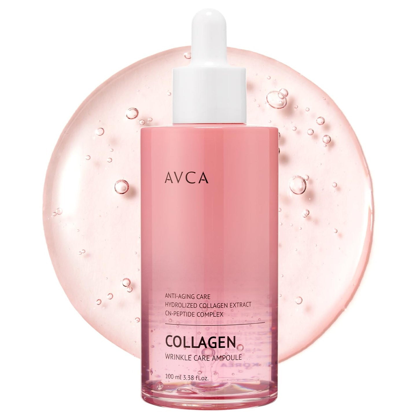 AVCA Collagen & Peptide Wrinkle Care Serum 100Ml (3.38 Fl Oz) – Firming Face Serum for Wrinkles and Elasticity, Hydrating Anti-Aging Korean Skin Care with Hydrolyzed Collagen