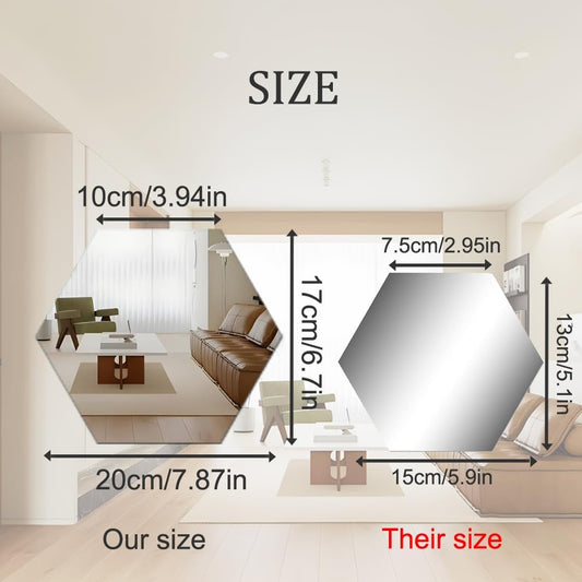 Mirror Wall Stickers - 12PCS Hexagon Art DIY Decorative