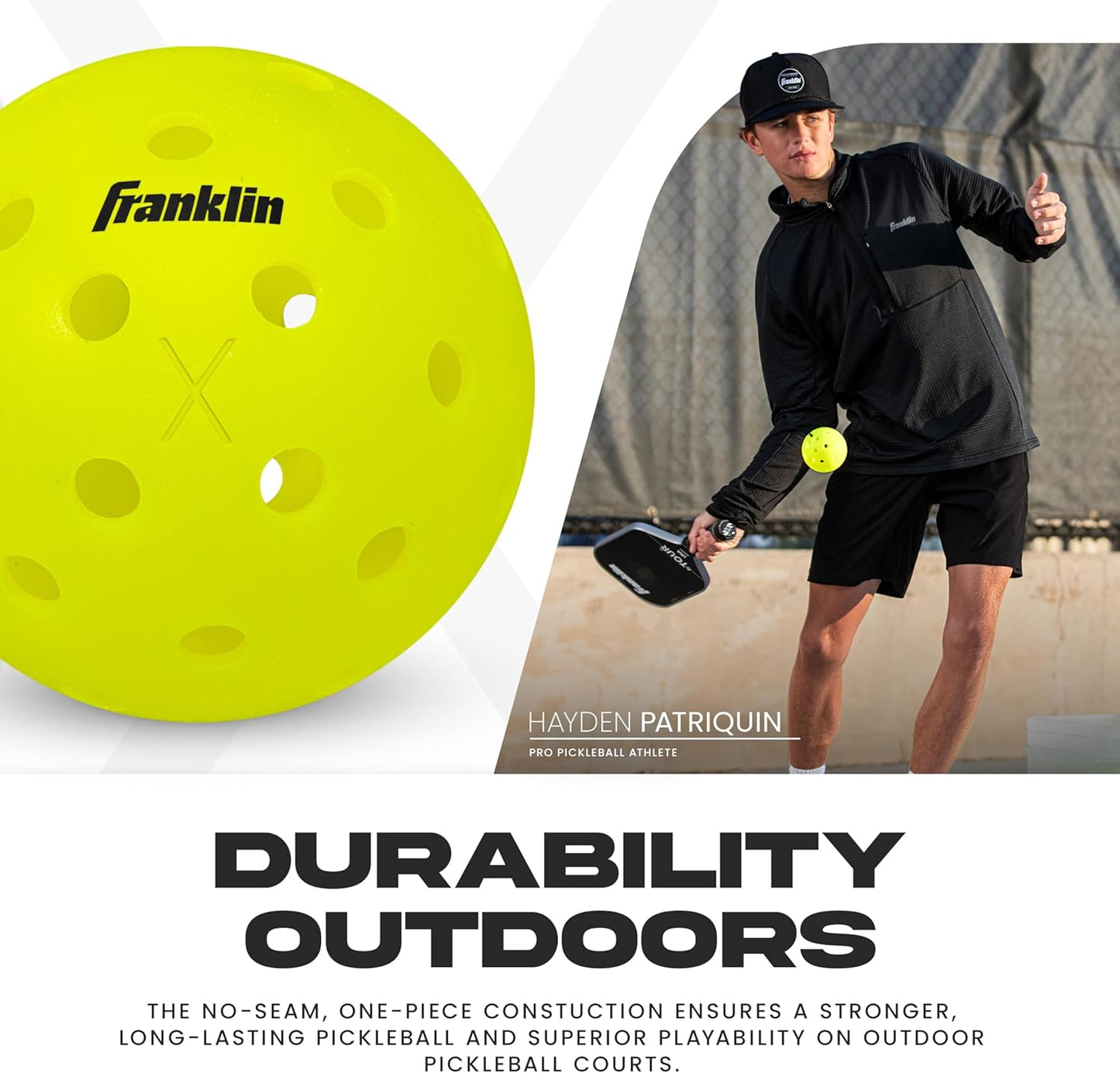 Franklin Sports X-40 Outdoor Pickleballs - Official Ball of USA Pickleball, APP Tour + US Open - Regulation Size