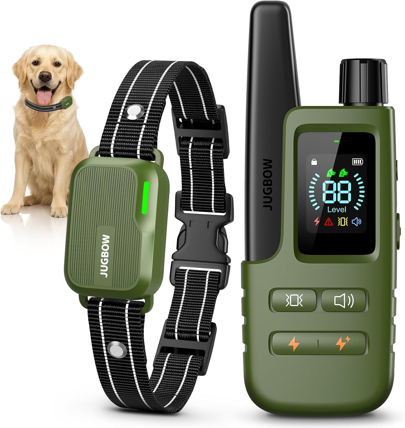 Jugbow Dog Shock Collar - 4500FT Dog Training Collar with Remote, IPX8 Waterproof Electric Dog Collar with 4 Training Modes, Security Lock, Rechargeable Ecollar for 10-120Lbs Small Medium Large Dogs