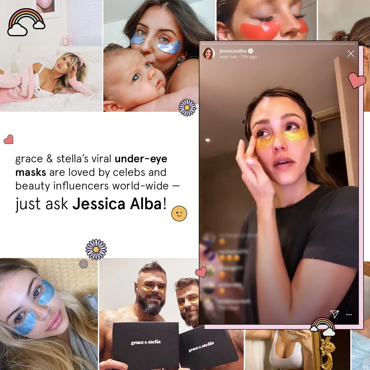 Grace & Stella Award Winning under Eye Mask - Reduce Dark Circles, Puffy Eyes, Undereye Bags, Wrinkles - Gel under Eye Patches - Gifts for Women under 10 Dollars - Vegan Cruelty-Free (Pink, 6 Pairs)