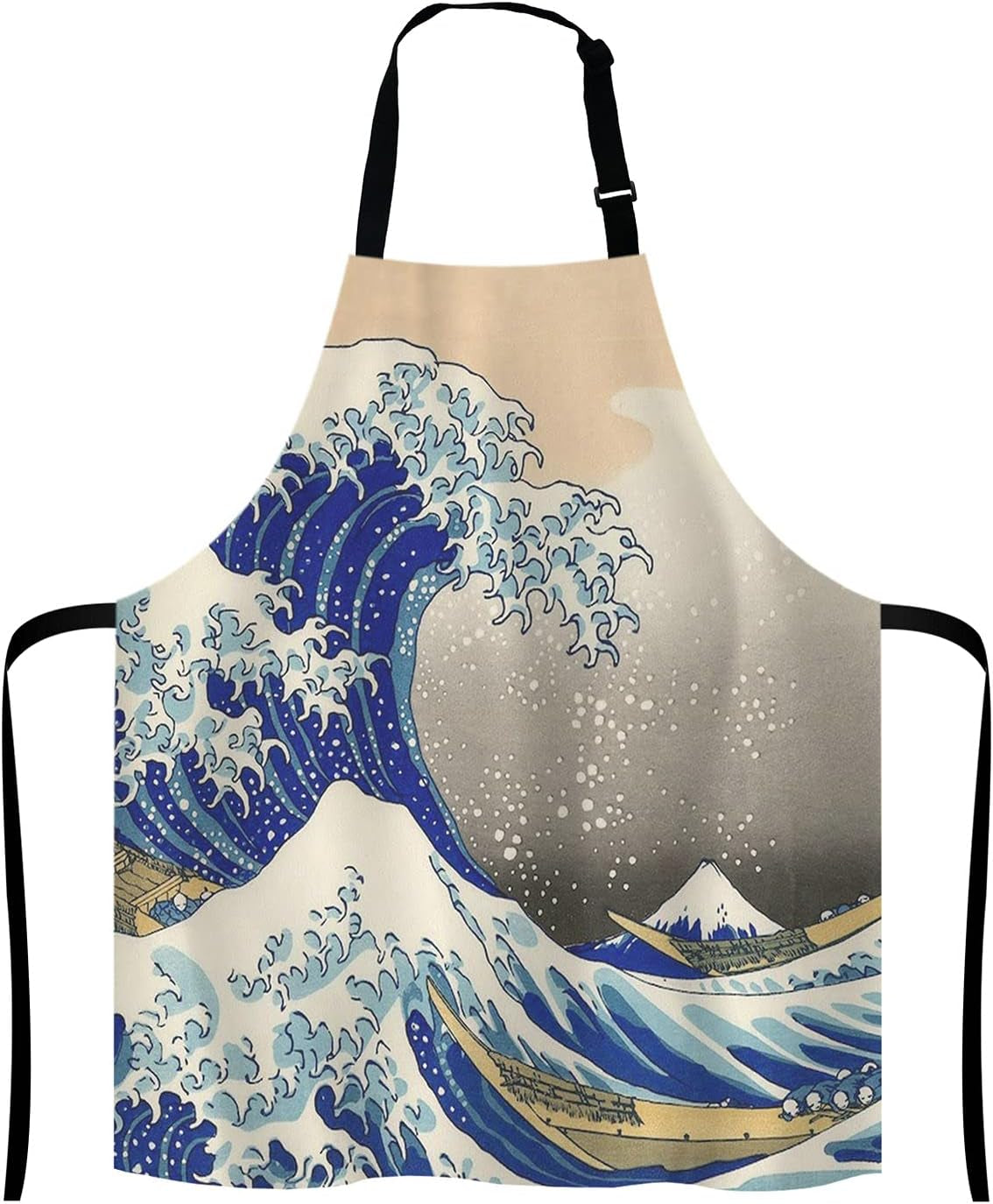 Hokusai The Great Wave Adjustable Bib Apron – Waterproof Polyester, One Size