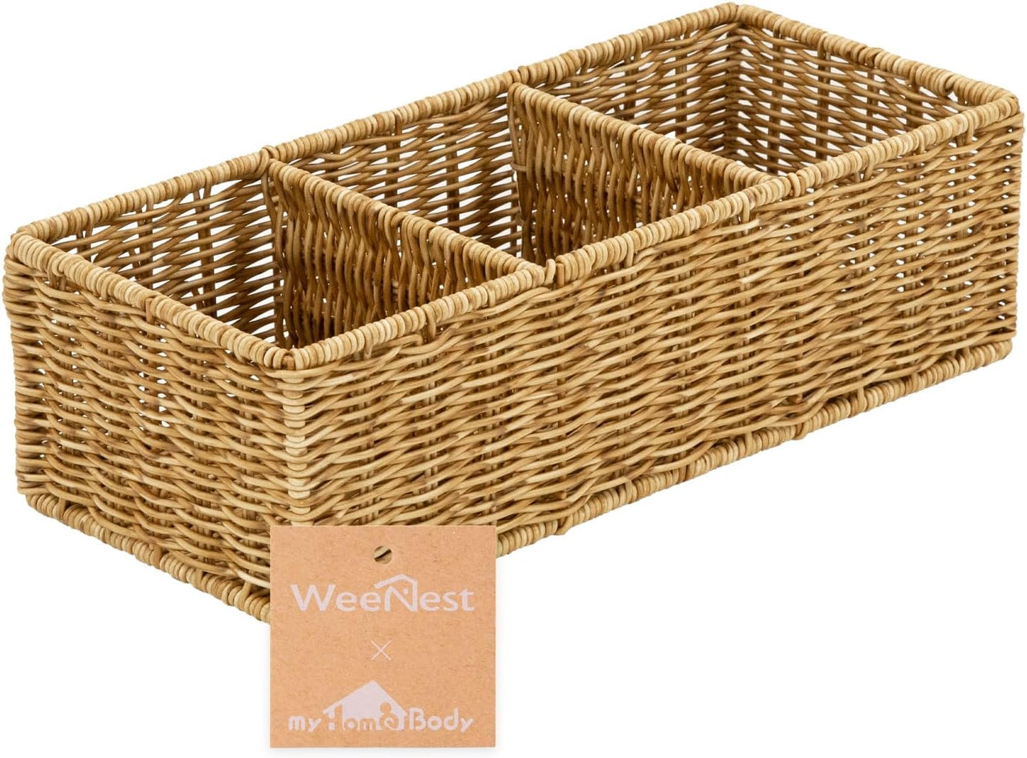 Myhomebody Wicker Basket with 3 Compartments