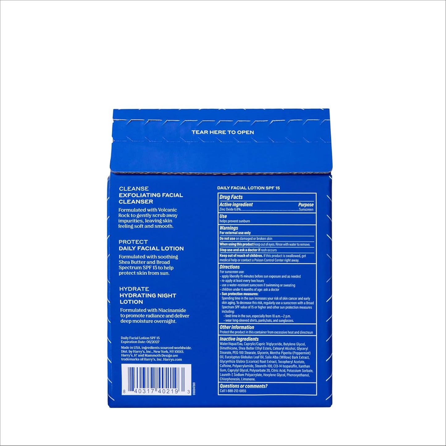 Harry'S Limited Edition Holiday Gift Set for Men, Men'S Skincare Essentials (2 Oz Exfoliating Face Wash, Daily Face Lotion with SPF 15, Hydrating Night Lotion)