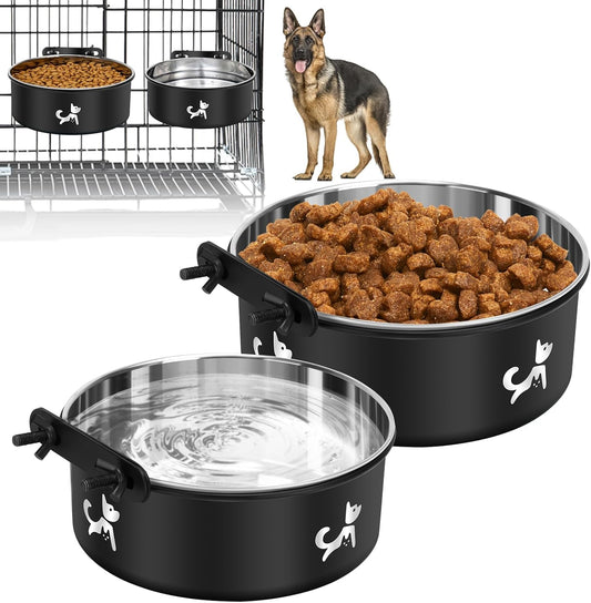 Dog Crate Bowls Hanging No Spill, Set of 2 Dog Crate Water Bowl