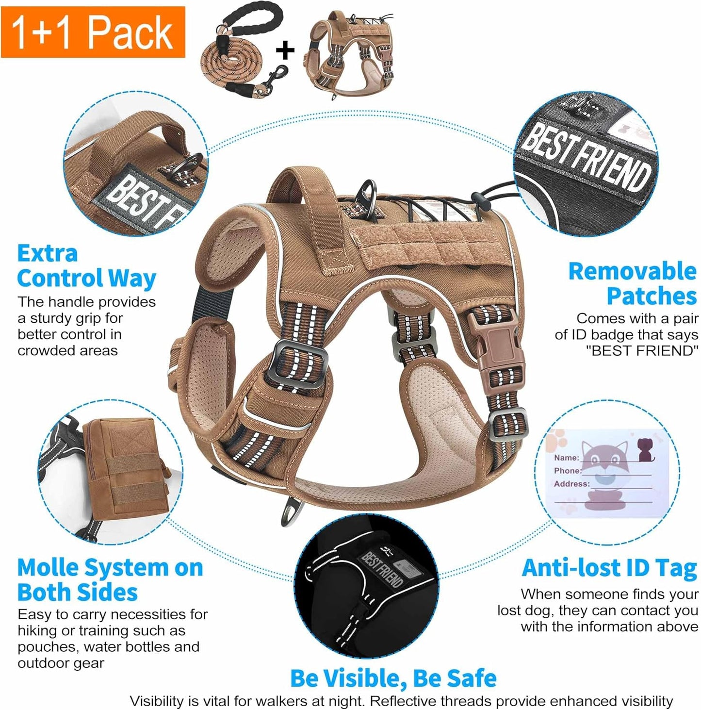 Heavy Duty Tactical Dog Harness for Large Dogs