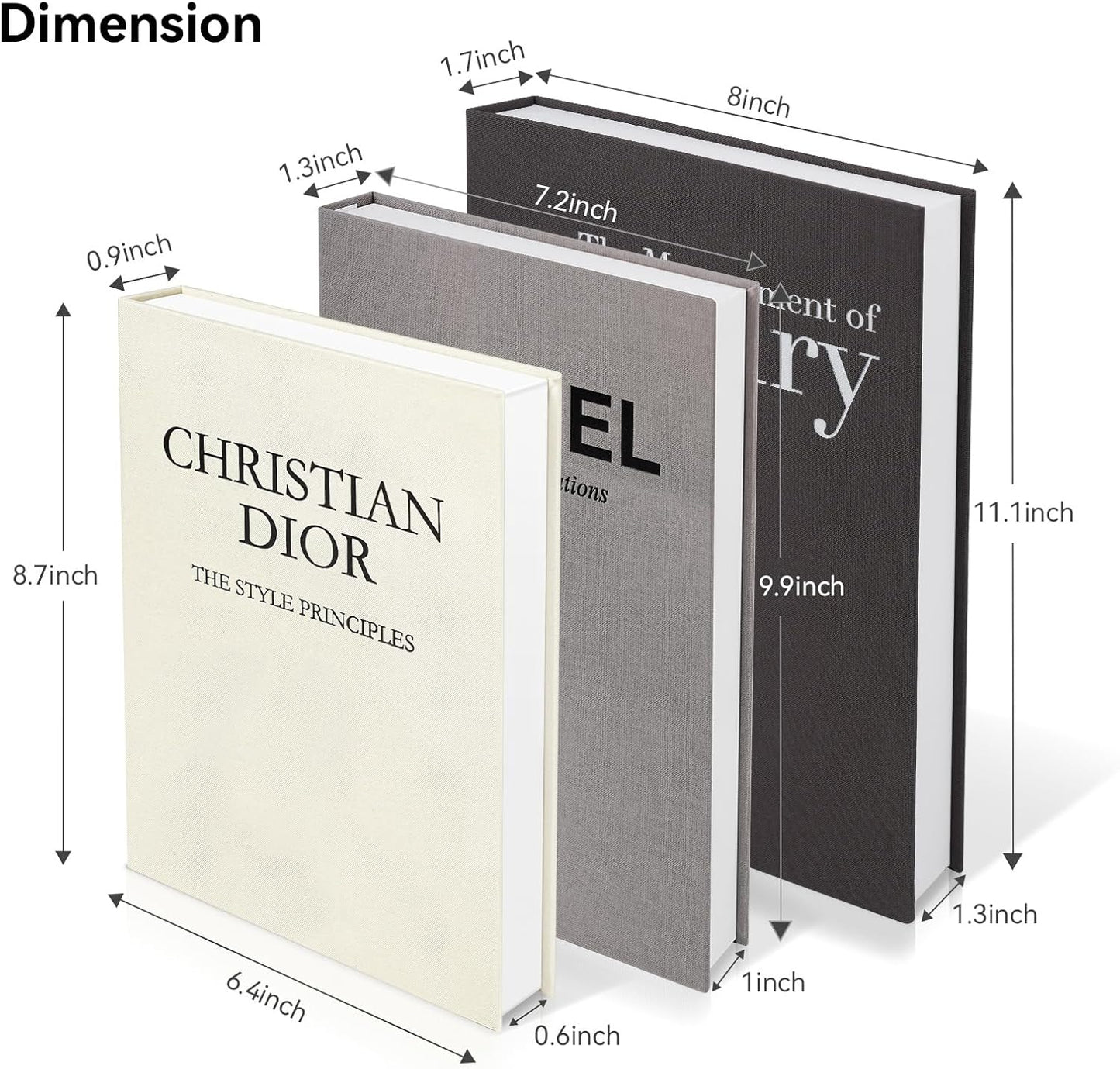 Aesthetic Decorative Books -Set of 3 Minimalist Linen Hardcover Faux