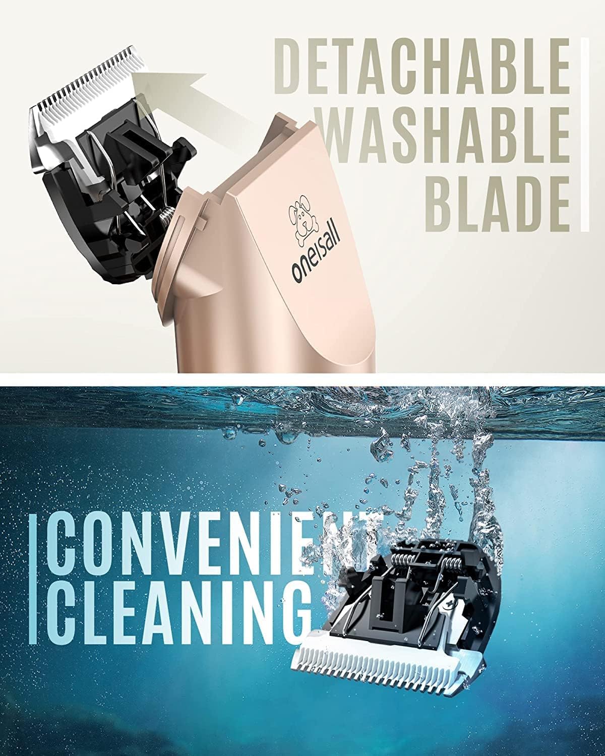 Oneisall Dog Clipper Low Noise, Dog Grooming Kit with Rechargeable