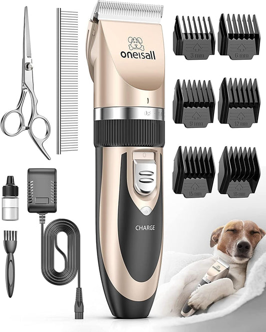 Oneisall Dog Clipper Low Noise, Dog Grooming Kit with Rechargeable