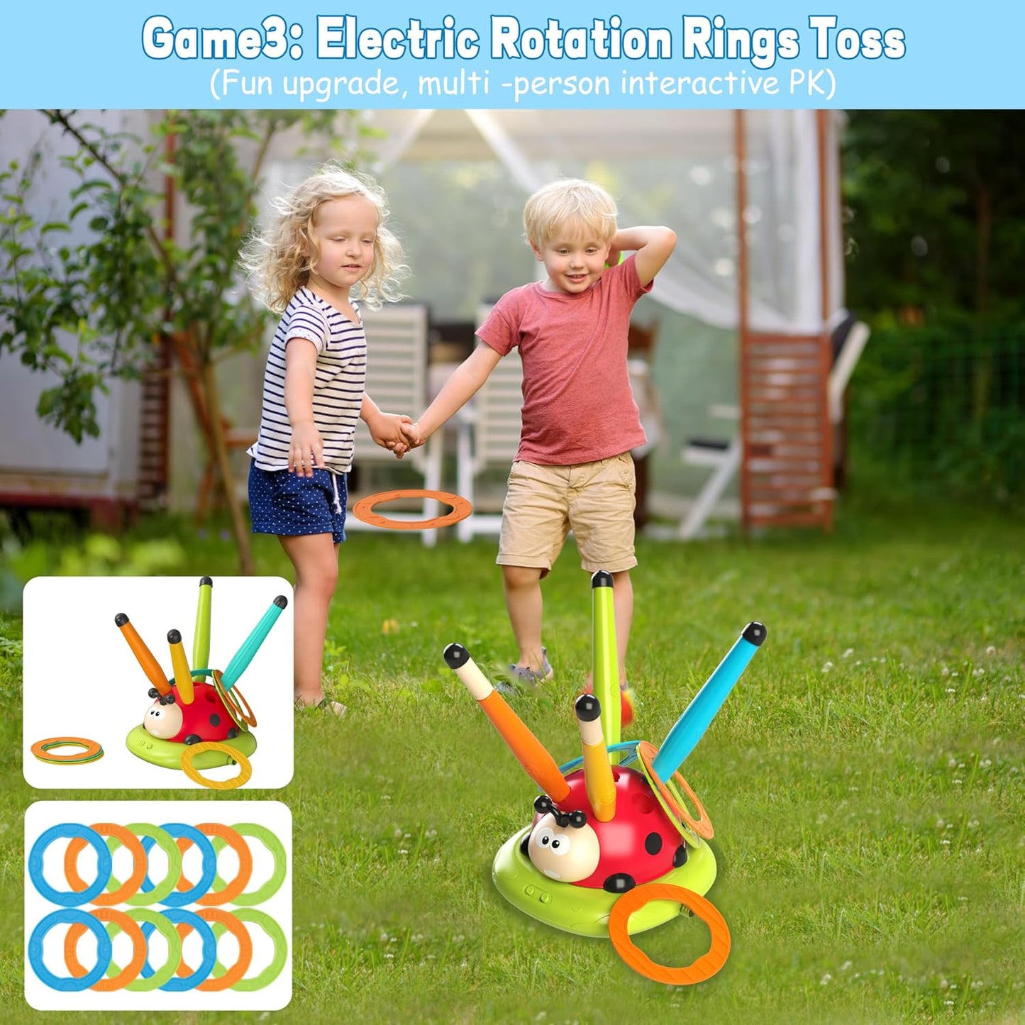 Engfa 3 in 1 Musical Jump, Toss Ring Game and Stomping Launch Rocket Launcher