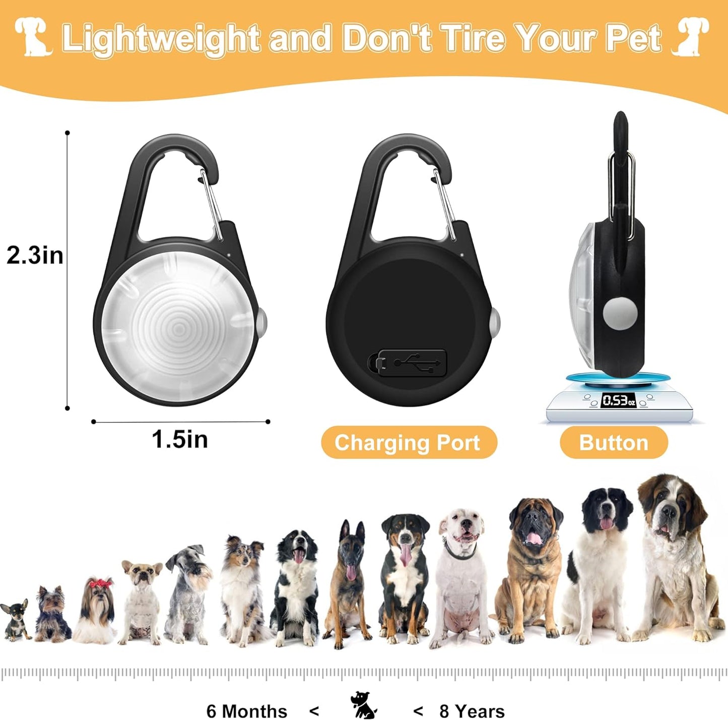 Dog Collar Light, 4 Modes Dog Lights for Night Walking