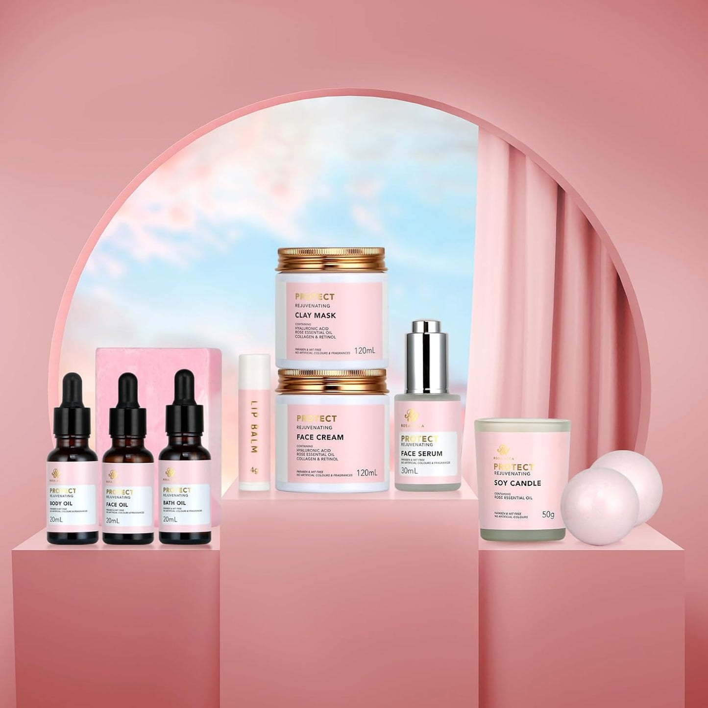 Christmas Gifts for Women, Spa Gifts 28Pcs Rose Facial Skin Care Set for Women, Face Cream, Bath Oil, Serum, Shower Accessories - Bath and Body & Facial Kit - Birthday, Valentine'S, Bridal Shower