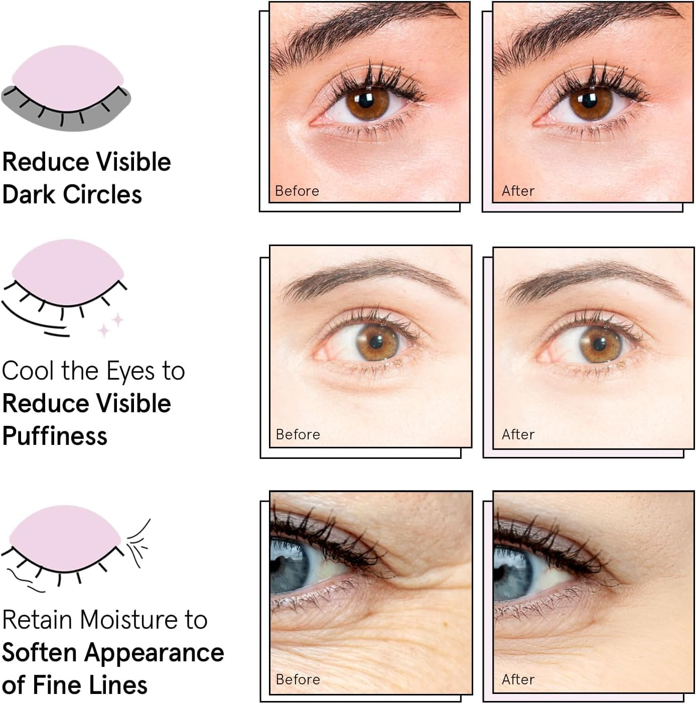 Grace & Stella Award Winning under Eye Mask - Reduce Dark Circles, Puffy Eyes, Undereye Bags, Wrinkles - Gel under Eye Patches - Gifts for Women under 10 Dollars - Vegan Cruelty-Free (Pink, 6 Pairs)