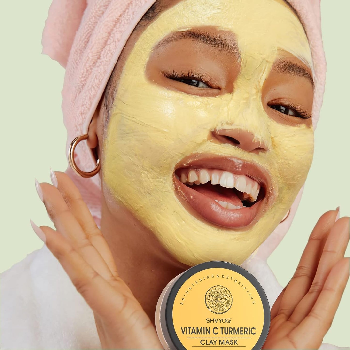 SHVYOG 4Pcs Face Mask Set - Turmeric Clay Mask, Vitamin C, Green Tea, Rose, Dead Sea Mud Mask, Skin Care Mask for Deep Cleansing, Refining Pores, Stocking Stuffers for Women, Gifts for Women- 240G