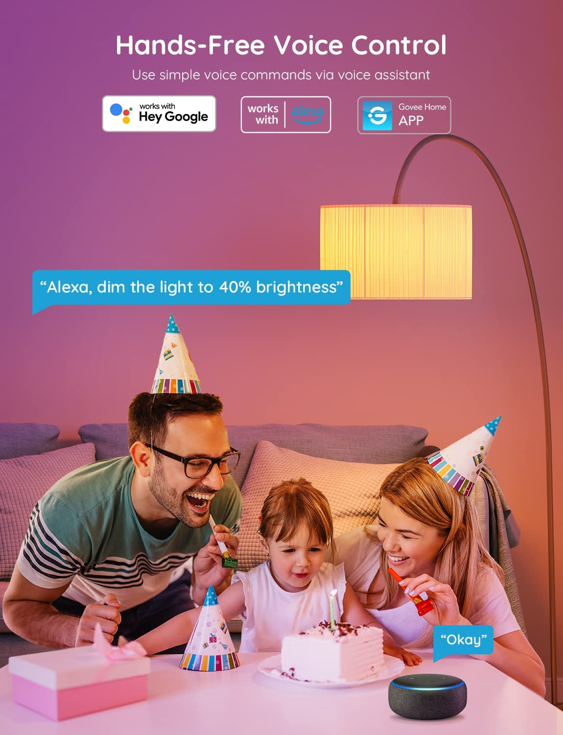 Govee Smart Light Bulbs, Color Changing Light Bulb, Work with Alexa and Google Assistant, 16 Million Colors RGBWW, Wifi & Bluetooth LED Light Bulbs, Music Sync, A19, 800 Lumens, 4 Pack