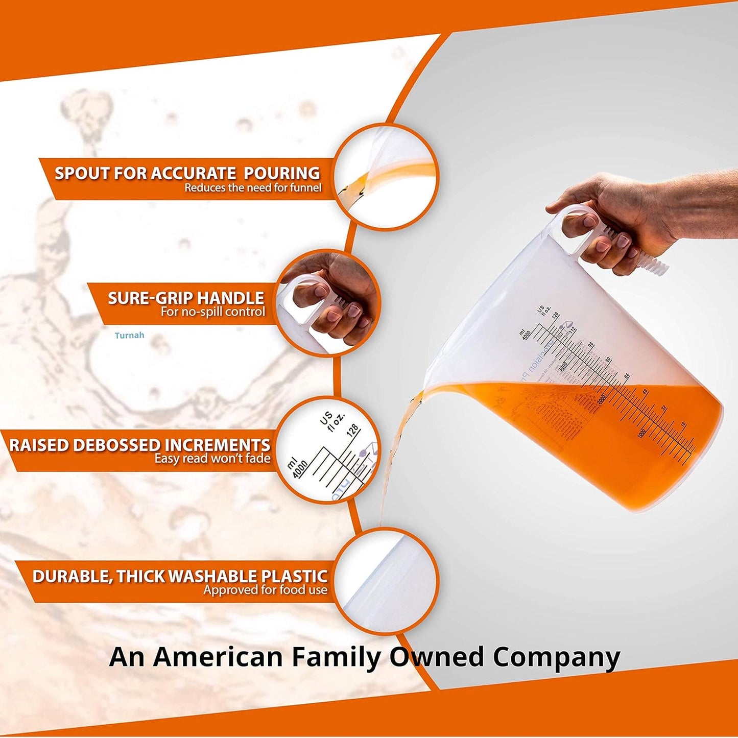 One Gallon 128Oz Measure Pitcher - Convenient Conversion Chart