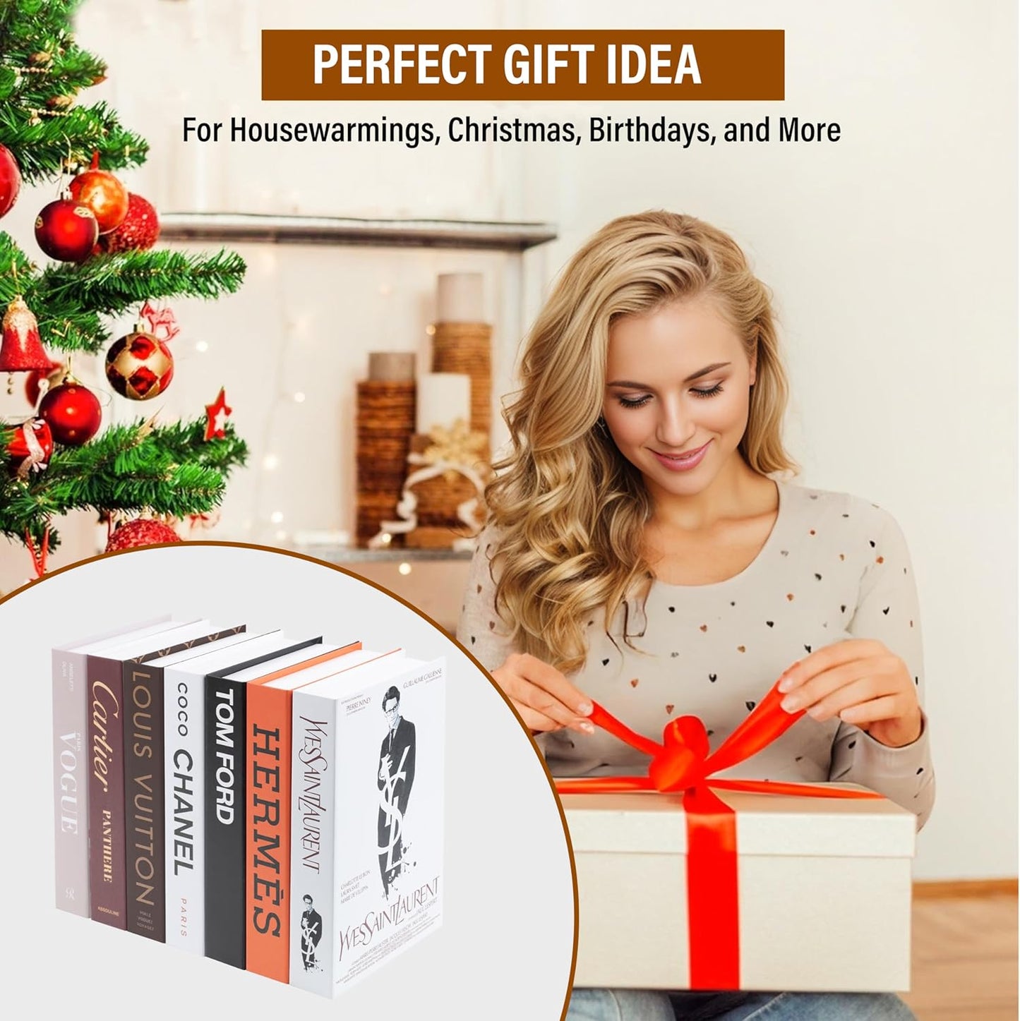 LUXE LARGE | 4 PCS Faux Decorative Books for Home Decor | Not Real Books | Coffee Table Decor, Shelf Styling & Modern Aesthetic Accent Pieces for Living Room, Office, Entryway, or Bookshelf Display