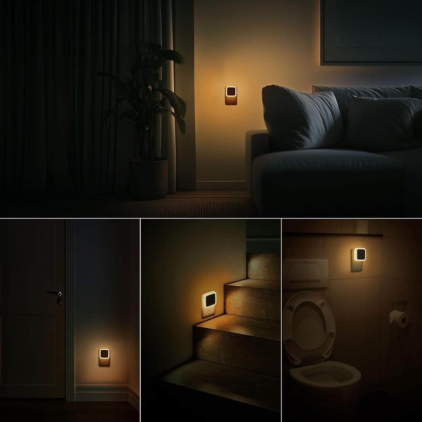 Sujeet Night Light, Night Lights Plug into Wall 4-Pack, Nightlight Plug in Night Lights, Dusk to Dawn Night Lamp Led Night Light for Bedroom, Bathroom, Hallway Warm White