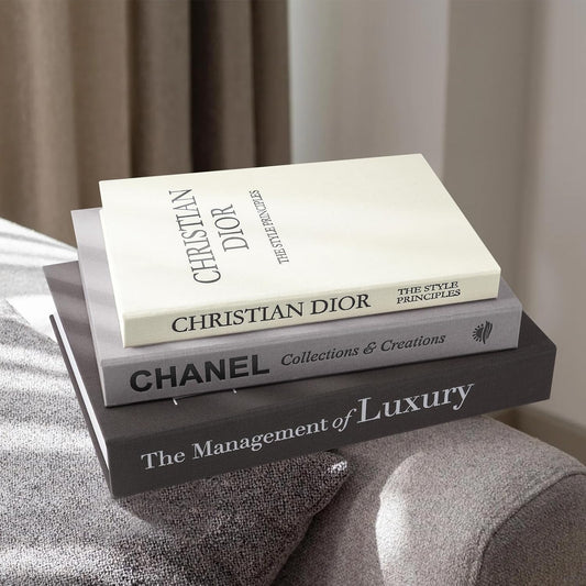 Aesthetic Decorative Books -Set of 3 Minimalist Linen Hardcover Faux