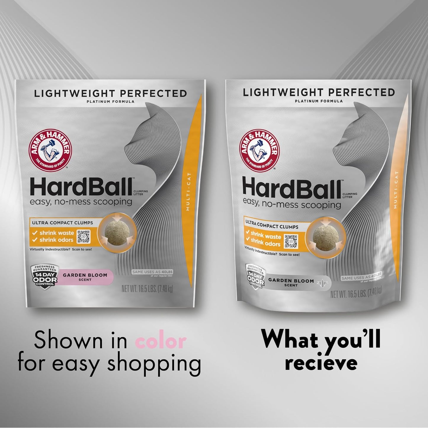 ARM & HAMMER Hardball Lightweight Platinum Multi-Cat Clumping Cat Litter Odor Control