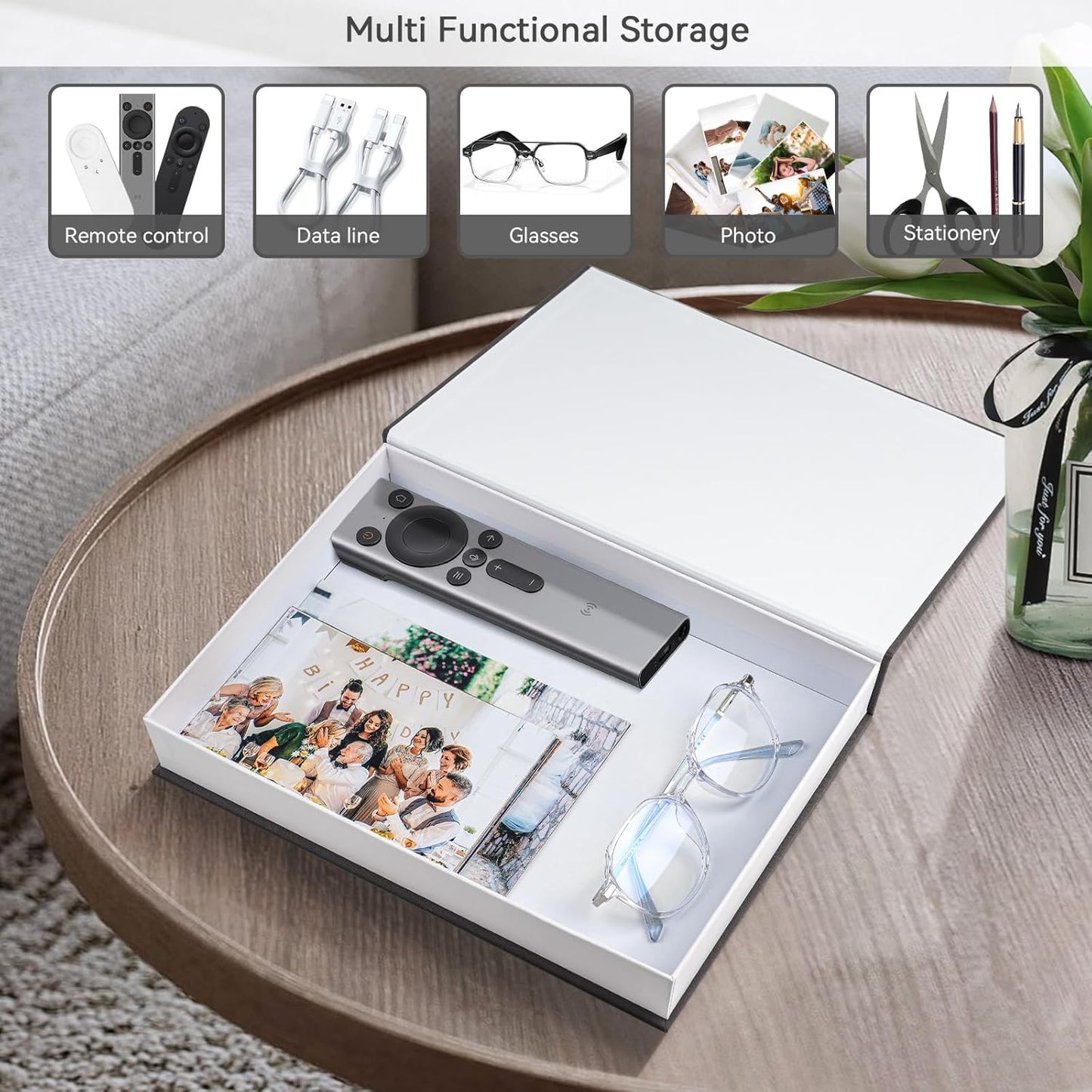 Aesthetic Decorative Books -Set of 3 Minimalist Linen Hardcover Faux