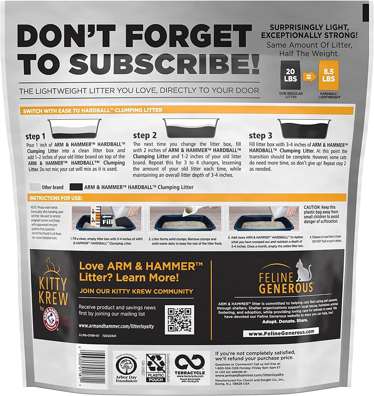 ARM & HAMMER Hardball Lightweight Platinum Multi-Cat Clumping Cat Litter Odor Control