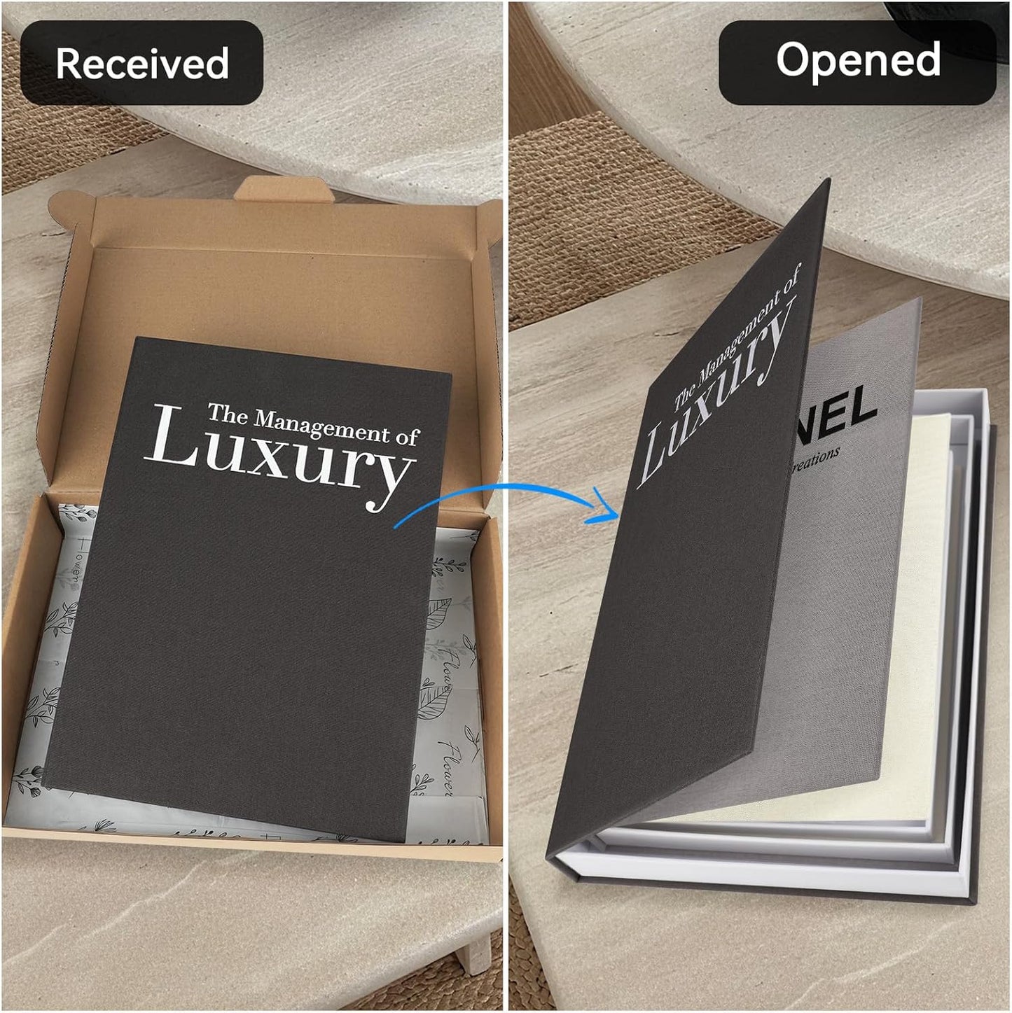 Aesthetic Decorative Books -Set of 3 Minimalist Linen Hardcover Faux