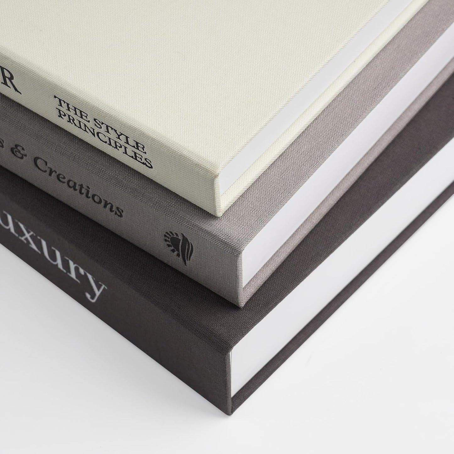 Aesthetic Decorative Books -Set of 3 Minimalist Linen Hardcover Faux