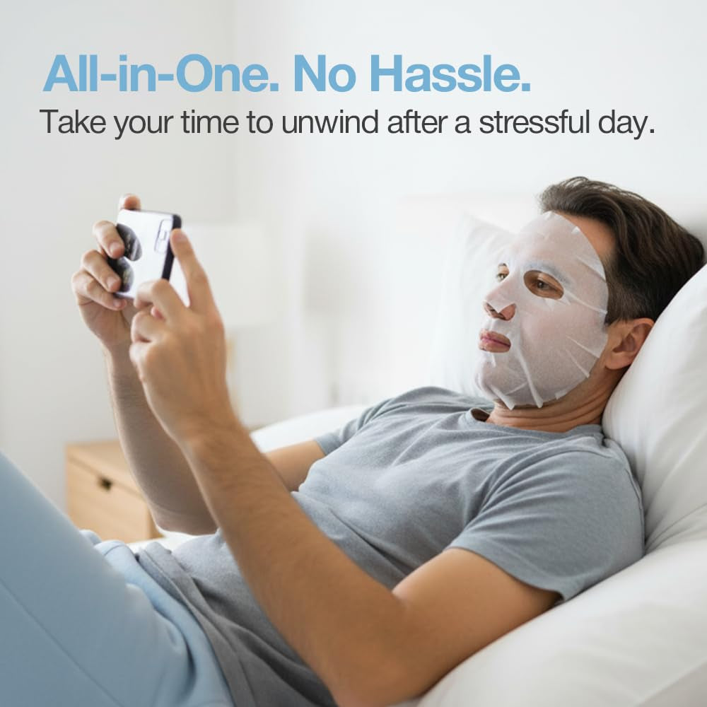 15 Min Groom Me Kit by Naisture – Korean at Home Spa Kit for Men with Hair Mask, Collagen Mask, Tea Tree Face Mask, Hyaluronic Acid Mask, and Eye Mask