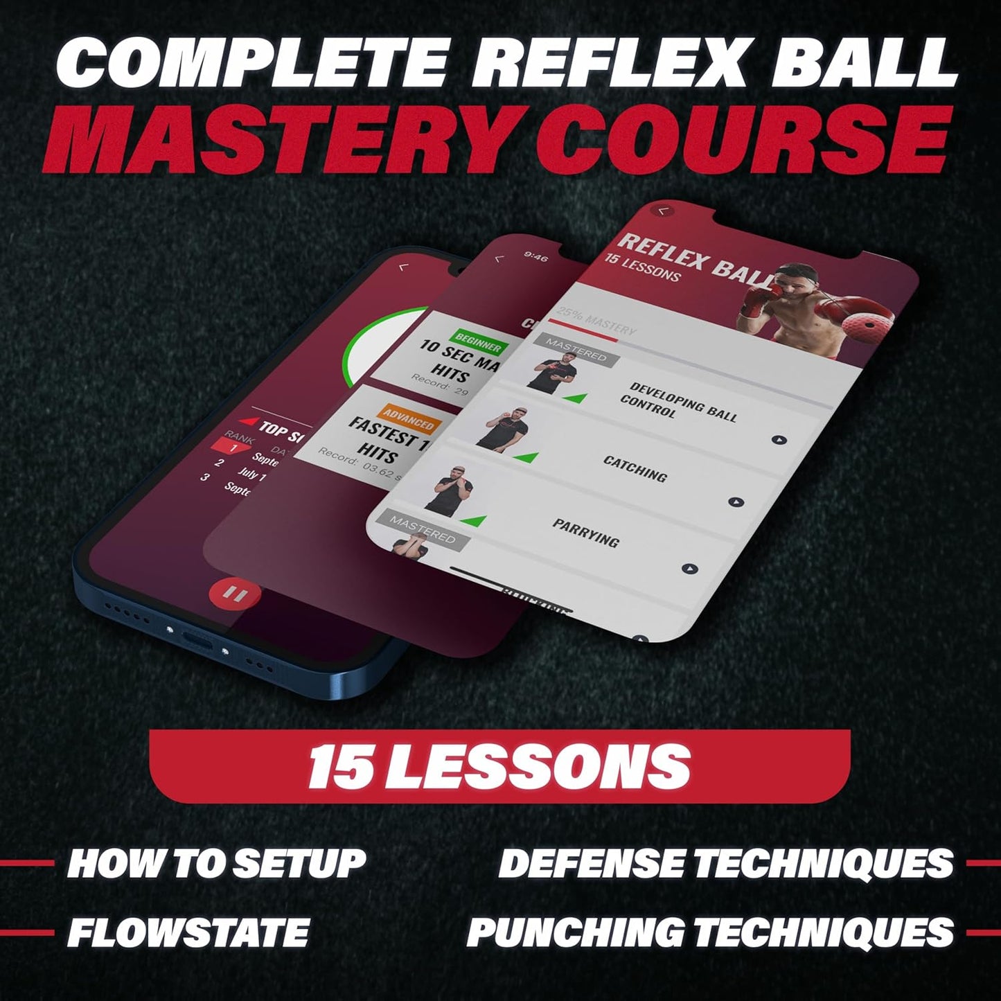 Champs MMA Boxing Reflex Ball Set with Punch Counter App | 4 Balls with Varying Weights, Headband & 4 Spare Strings to Improve Speed, Hand Eye Coordination Training | Boxing Equipment, MMA Gear Gift