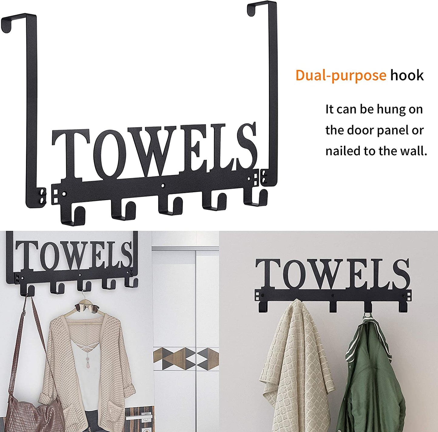 Over the Door Hooks, Towel Holder for Bathroom