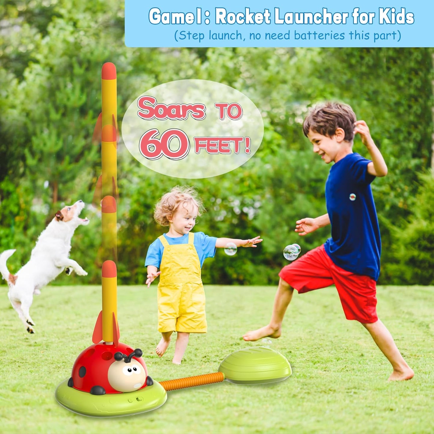 Engfa 3 in 1 Musical Jump, Toss Ring Game and Stomping Launch Rocket Launcher