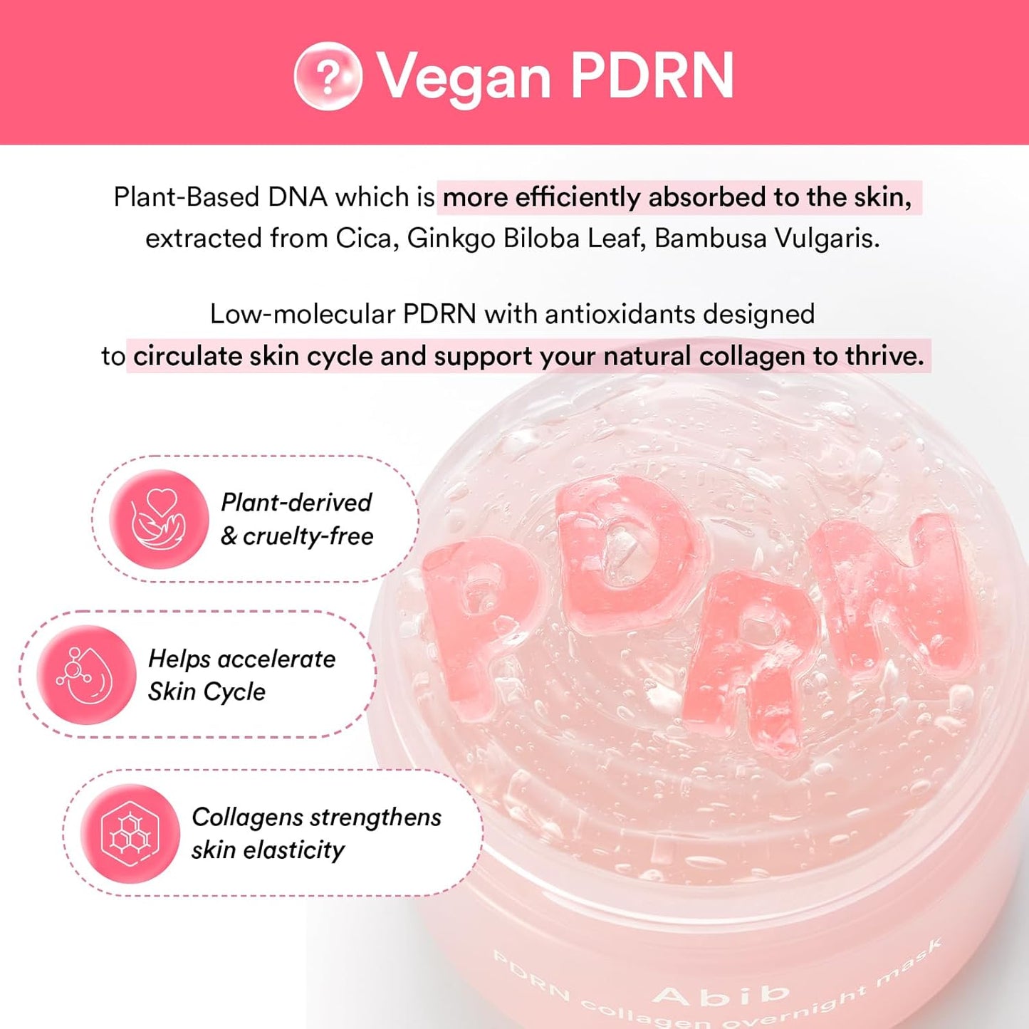 Abib PDRN Collagen Overnight Mask Firming Jelly 2.7 Fl Oz | Korean Overnight Sleeping Cream Mask Moisturizer for Glass Skin Slugging Niacinamide Centella Peptides (Vegan Pdrn/Firming Jelly)