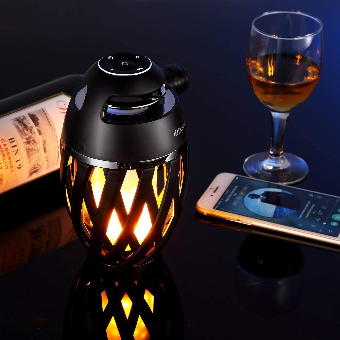 LED Flame Outdoor Table Lamp Torch Table Lamp with Blutooth Speaker