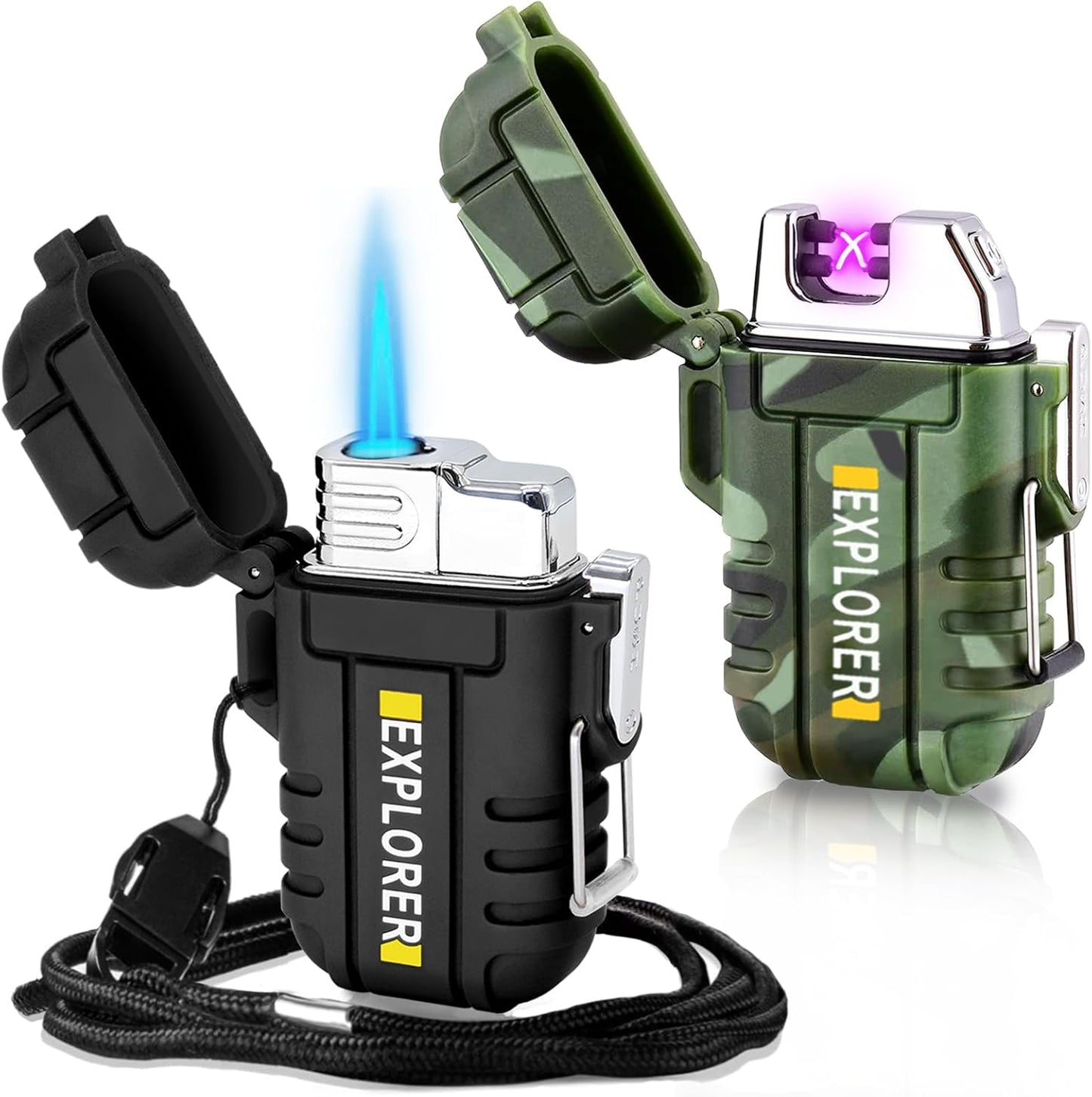 2 Pack Waterproof Lighter Outdoor Windproof Torch Lighter