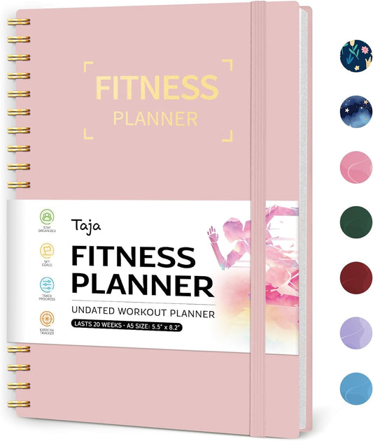 Fitness Workout Journal for Women & Men, A5(5.5" X 8.2") Workout Log Book Planner for Tracking, Progress, and Achieving Your Wellness Goals-Pink