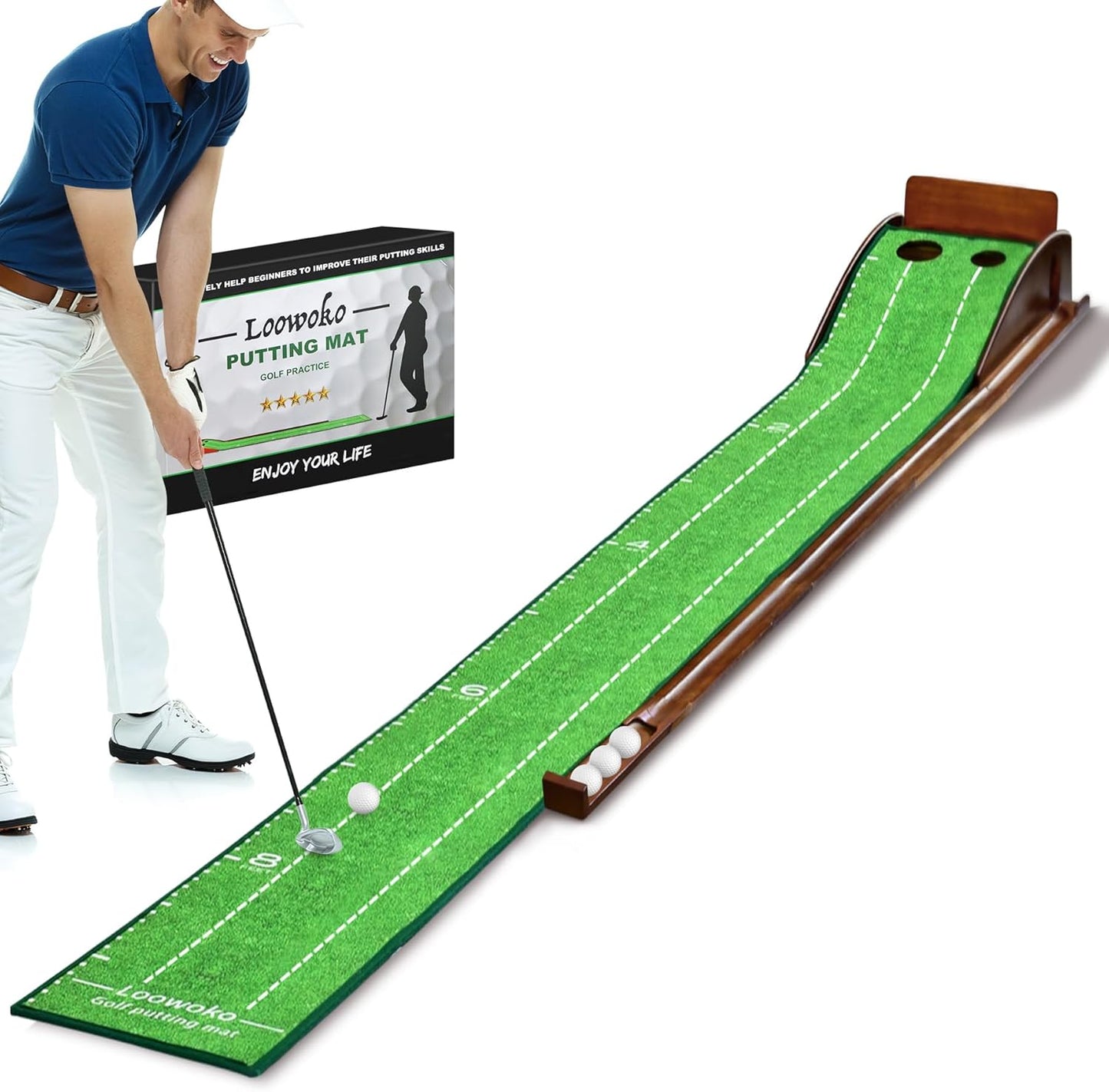 Loowoko Indoor Putting Green with Ball Return