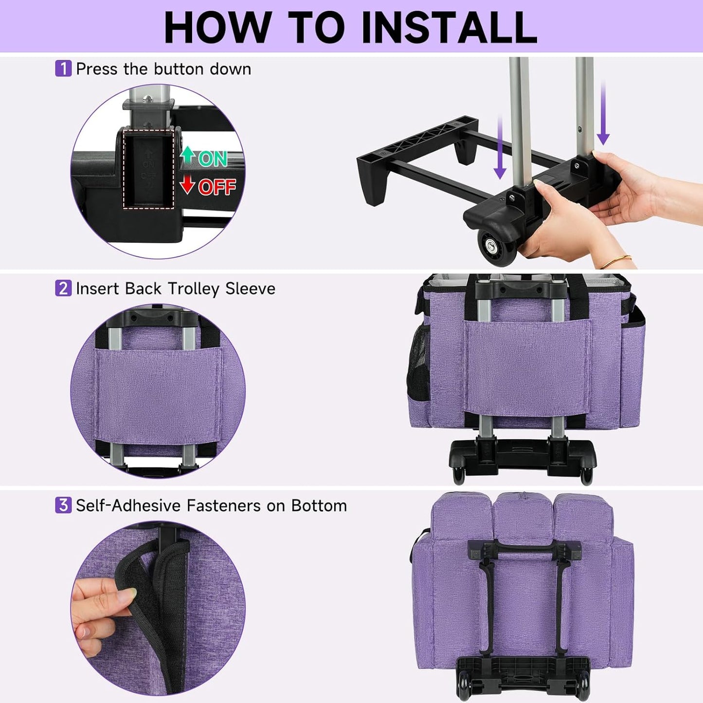 Large Rolling Cleaning Caddy Bag with Detachable Trolley