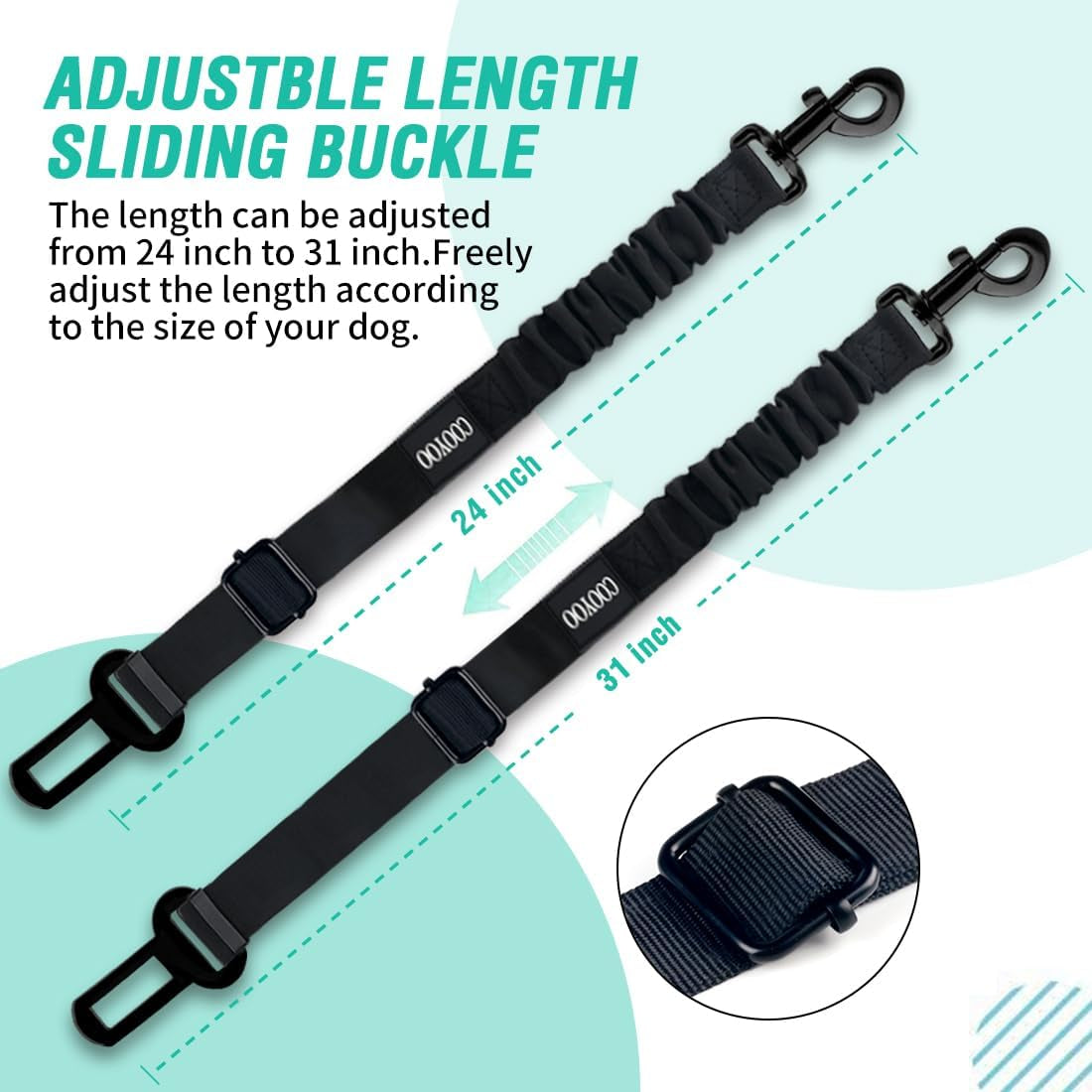 COOYOO Dog Seat Belt, Durability Retractable Dog Car Harness
