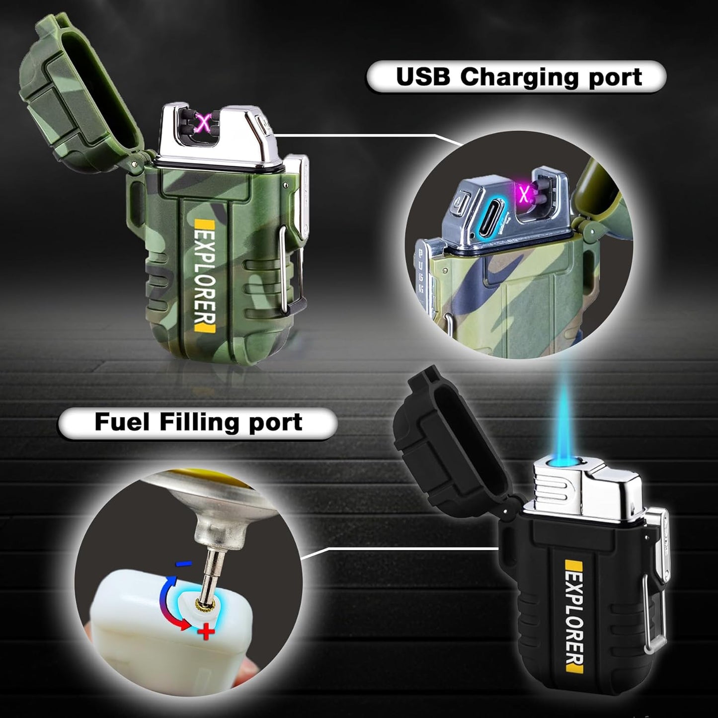 2 Pack Waterproof Lighter Outdoor Windproof Torch Lighter