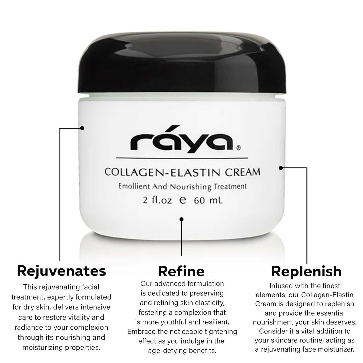 Raya Collagen-Elastin Cream (401) | Nourishing and Moisturizing Facial Treatment for Dry Skin | Helps Reduce Fine Lines and Wrinkles | Calms, Tones, Refines, and Firms