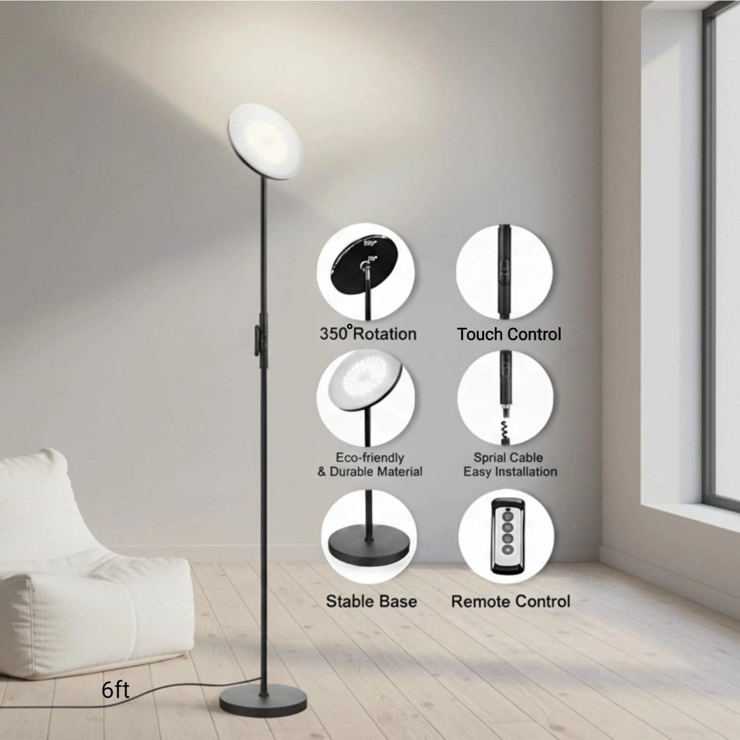 JOOFO Floor Lamp,30W/2400Lm Sky LED