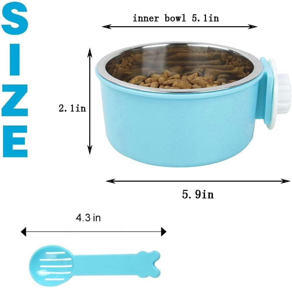 Hamiledyi 2-Pack Hanging Dog Bowls with Removable Stainless Steel Feeder