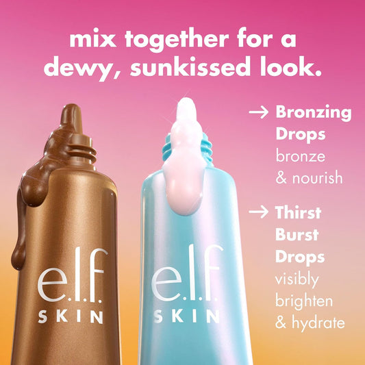 E.L.F. SKIN the Hottest Drops Duo, Holy Hydration! Thirst Burst & Bronzing Skincare Set, for a Dewy, Sun-Kissed Look, Vegan & Cruelty-Free