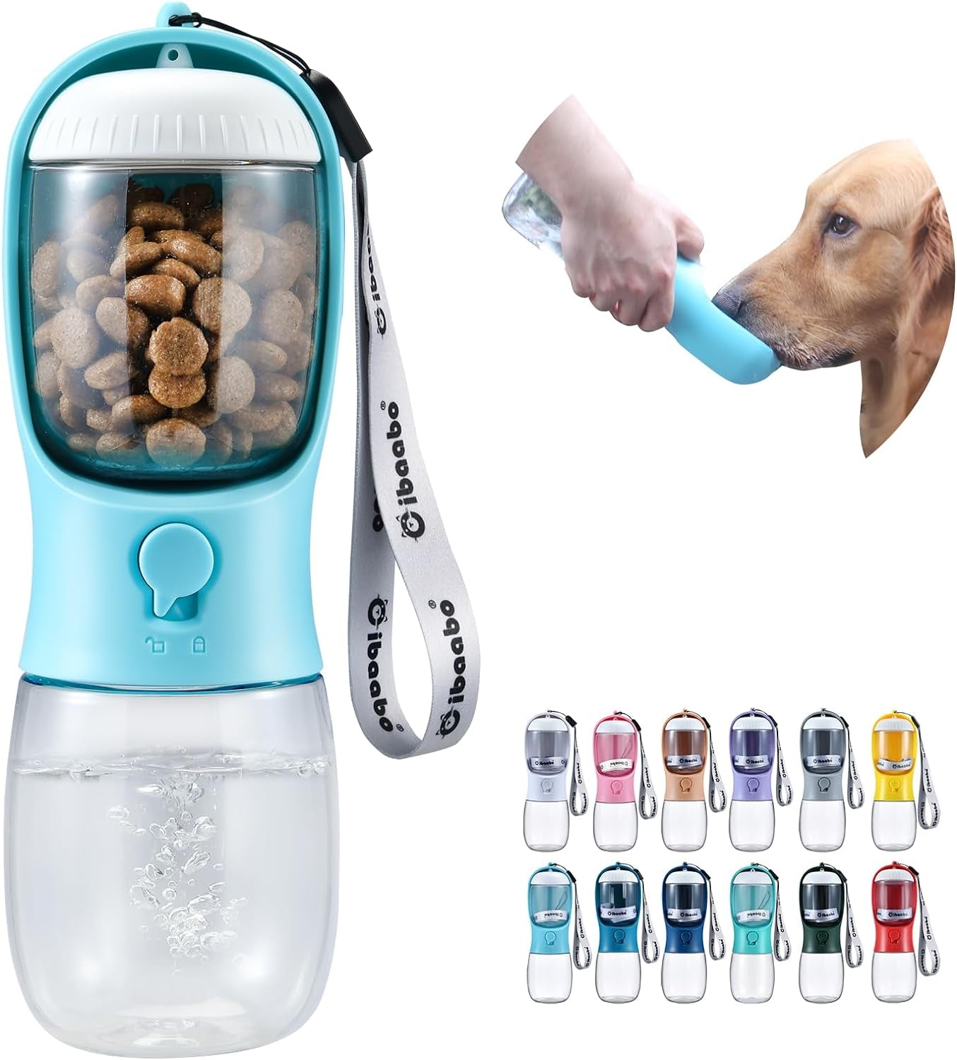 Dog Water Bottle with Food Container