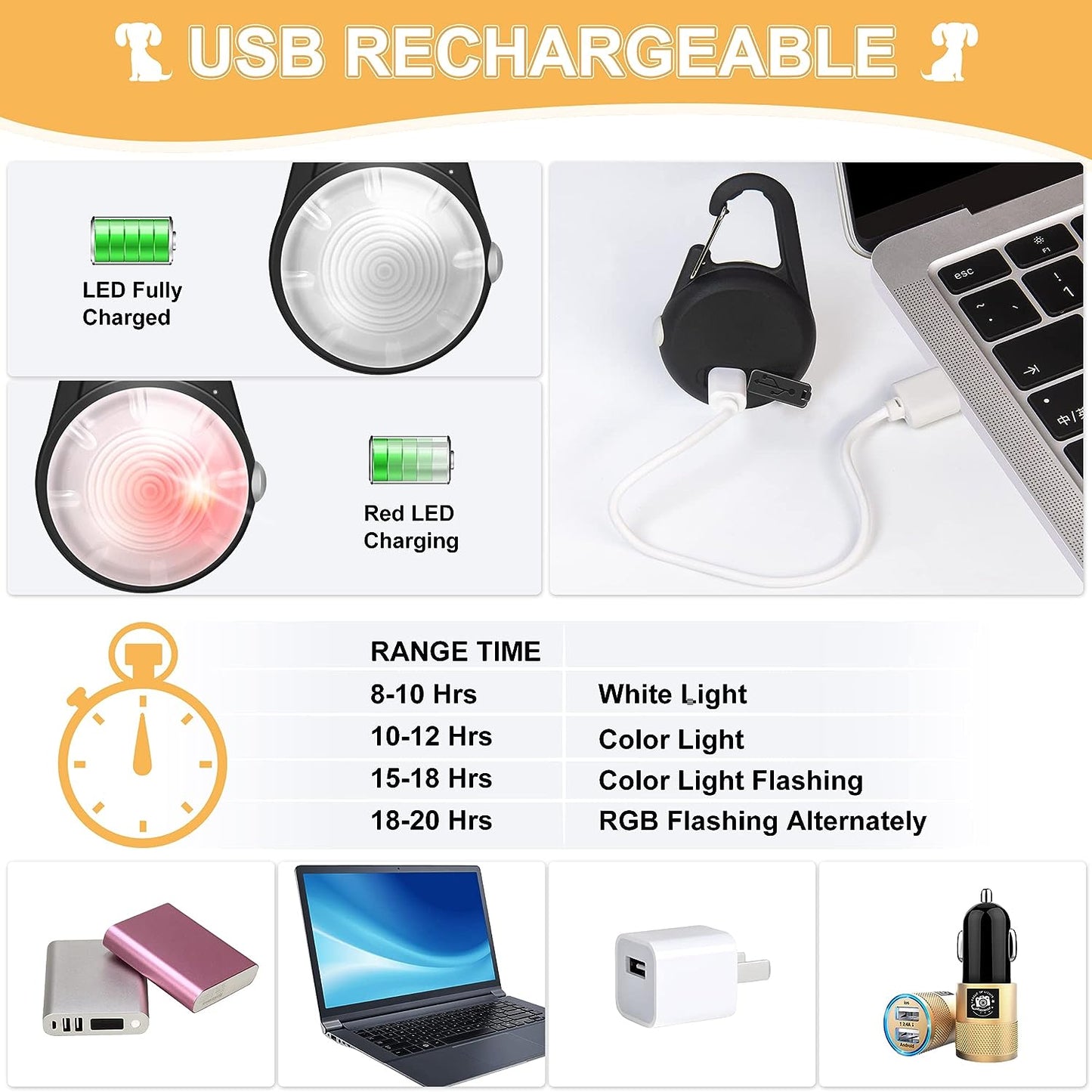 Dog Collar Light, 4 Modes Dog Lights for Night Walking