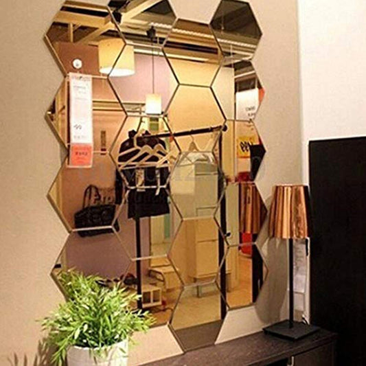 Mirror Wall Stickers - 12PCS Hexagon Art DIY Decorative